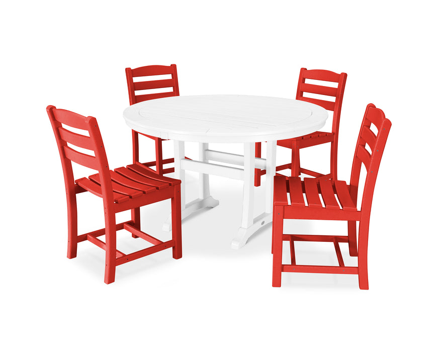 POLYWOOD La Casa Cafe 5-Piece Side Chair Dining Set in Sunset Red / White image