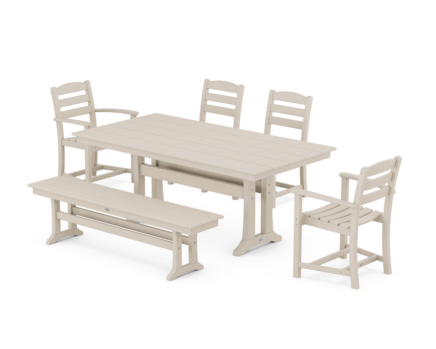 POLYWOOD La Casa Cafe 6-Piece Farmhouse Dining Set With Trestle Legs in Sand