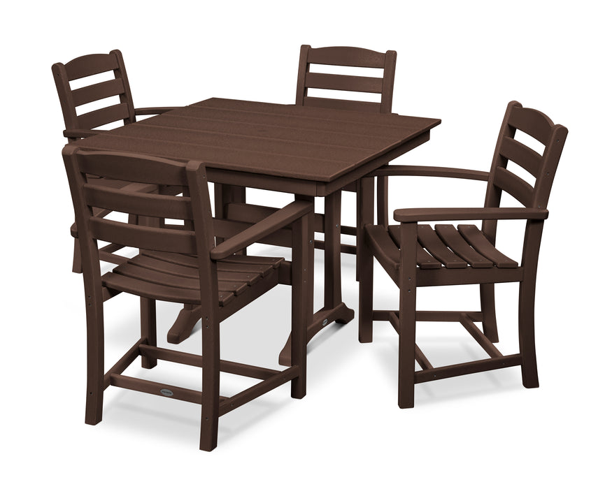 POLYWOOD La Casa Cafe 5-Piece Farmhouse Trestle Arm Chair Dining Set in Mahogany image