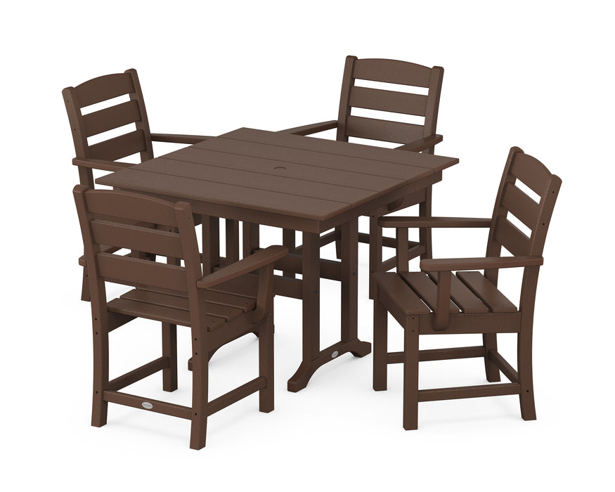 POLYWOOD Lakeside 5-Piece Farmhouse Dining Set in Mahogany image