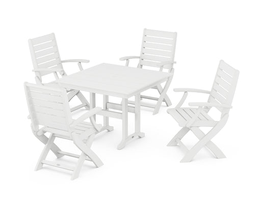 POLYWOOD Signature Folding Chair 5-Piece Farmhouse Dining Set in White image