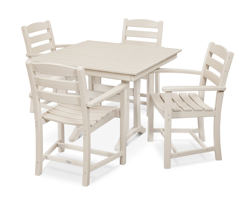 POLYWOOD La Casa Cafe 5-Piece Farmhouse Trestle Arm Chair Dining Set in Sand image