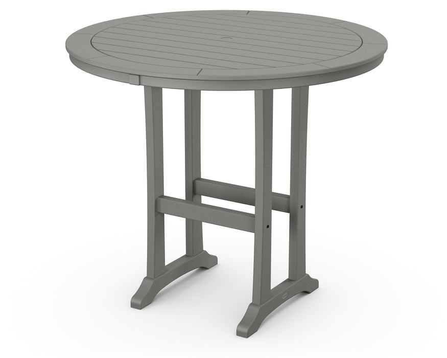 POLYWOOD Nautical Trestle 48" Round Bar Table in Slate Grey