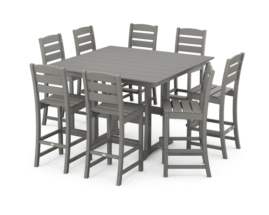 POLYWOOD Lakeside 9-Piece Bar Side Chair Set in Slate Grey