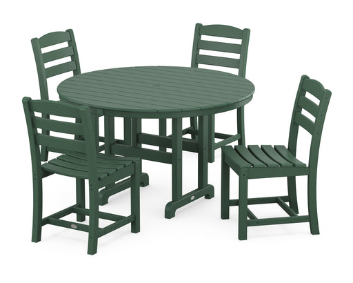 POLYWOOD La Casa Cafe Side Chair 5-Piece Round Farmhouse Dining Set in Green image