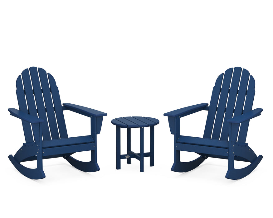 POLYWOOD Vineyard 3-Piece Adirondack Rocking Chair Set in Navy image