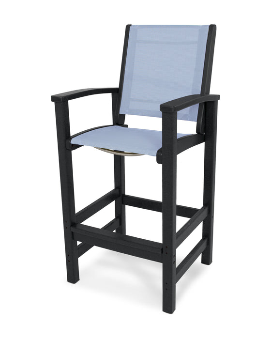 POLYWOOD Coastal Bar Chair in Black / Poolside Sling image