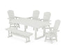 POLYWOOD Nautical Curveback Adirondack Swivel Chair 6-Piece Dining Set with Bench in Vintage White image