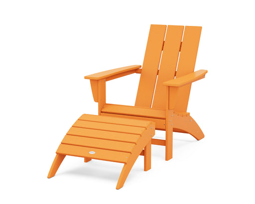 POLYWOOD Modern Adirondack Chair 2-Piece Set with Ottoman in Tangerine image