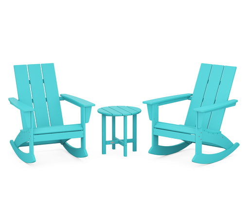 POLYWOOD Modern 3-Piece Adirondack Rocking Chair Set in Aruba image