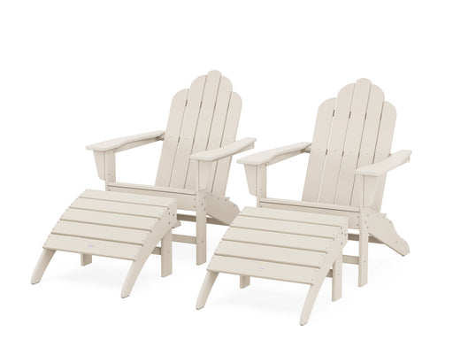 POLYWOOD Long Island Adirondack Chair 4-Piece Set with Ottomans in Sand image