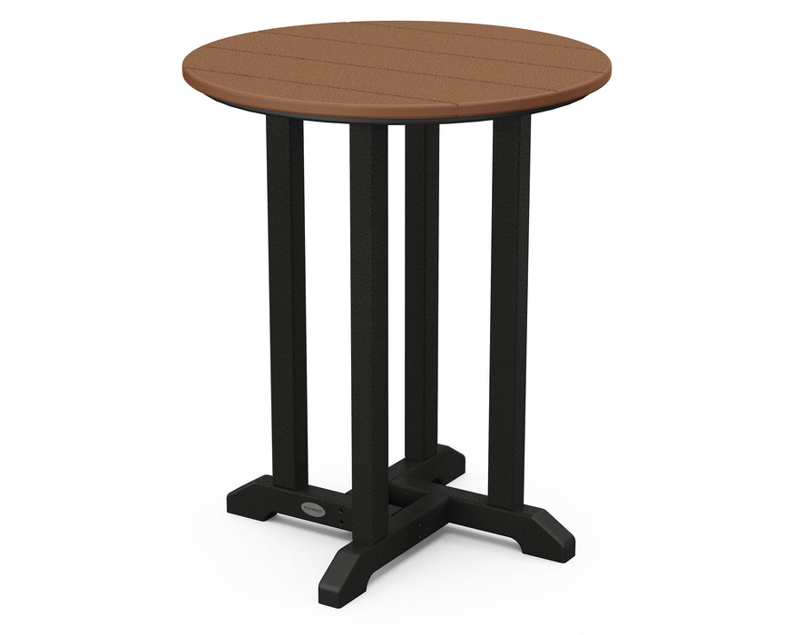 POLYWOOD Contempo 24" Round Dining Table in Black / Teak