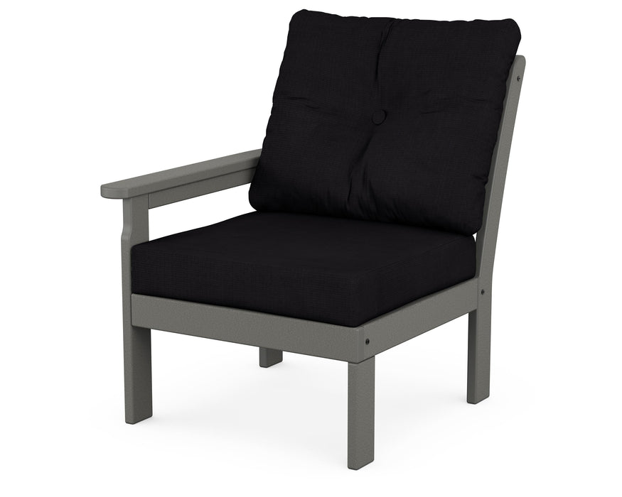 POLYWOOD Vineyard Modular Left Arm Chair in Slate Grey / Midnight Linen