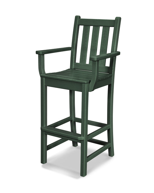 POLYWOOD Traditional Garden Bar Arm Chair in Green image