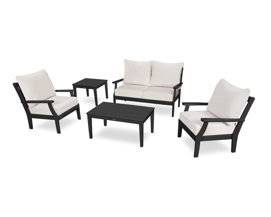 POLYWOOD Braxton 5-Piece Deep Seating Set in Black / Bird's Eye image