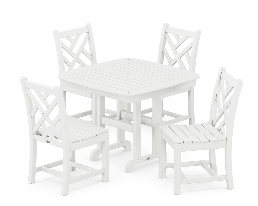 POLYWOOD Chippendale 5-Piece Side Chair Dining Set in White