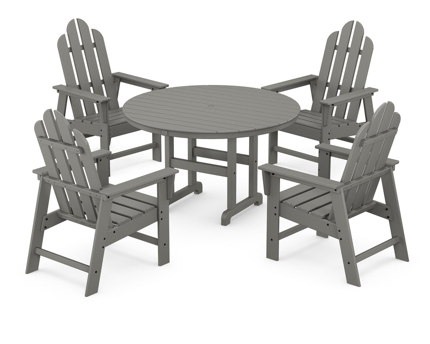 POLYWOOD Long Island 5-Piece Round Farmhouse Dining Set in Slate Grey