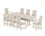 POLYWOOD Quattro Adirondack 9-Piece Farmhouse Dining Set with Trestle Legs in Sand image