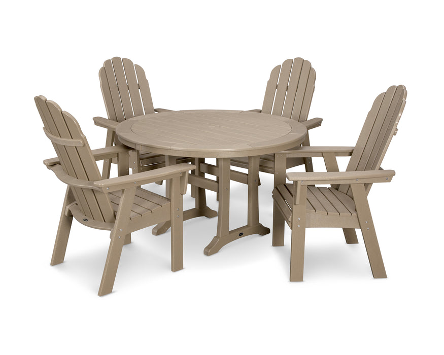 POLYWOOD Vineyard Curveback Adirondack 5-Piece Nautical Trestle Dining Set in Vintage Sahara