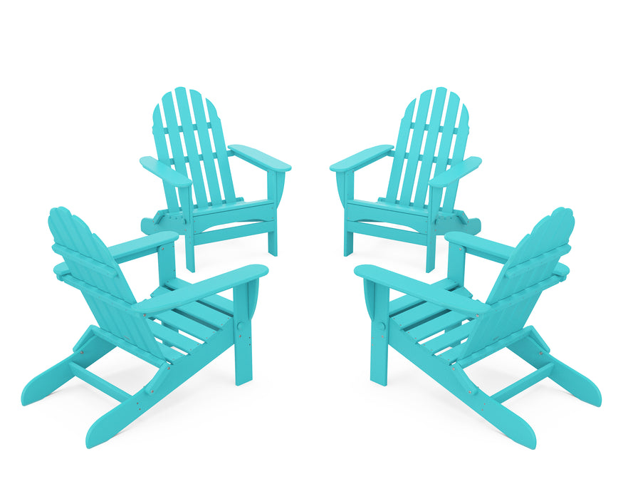 POLYWOOD 4-Piece Classic Folding Adirondack Conversation Set in Aruba