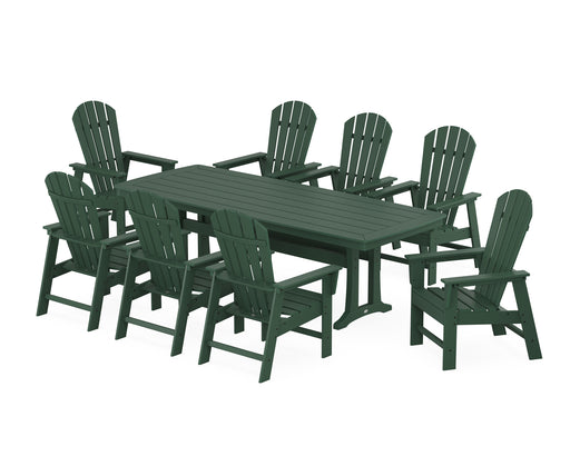 POLYWOOD South Beach 9-Piece Dining Set with Trestle Legs in Green image