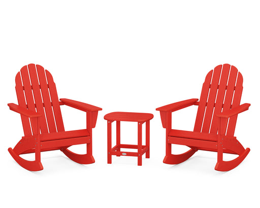 POLYWOOD Vineyard 3-Piece Adirondack Rocking Chair Set with South Beach 18" Side Table in Sunset Red image