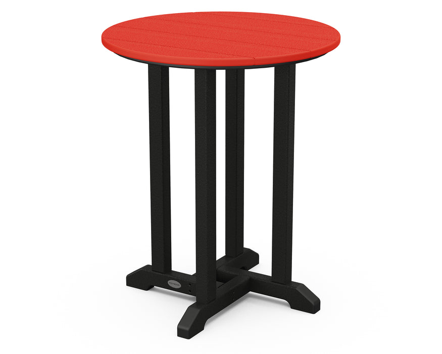 POLYWOOD Contempo 24" Round Dining Table in Black / Sunset Red