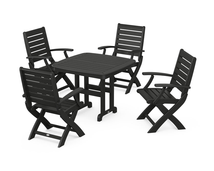 POLYWOOD Signature Folding Chair 5-Piece Dining Set in Black image