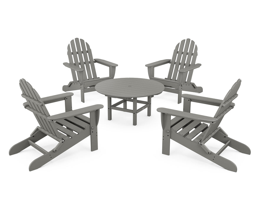 POLYWOOD Classic Folding Adirondack 5-Piece Conversation Group in Slate Grey image