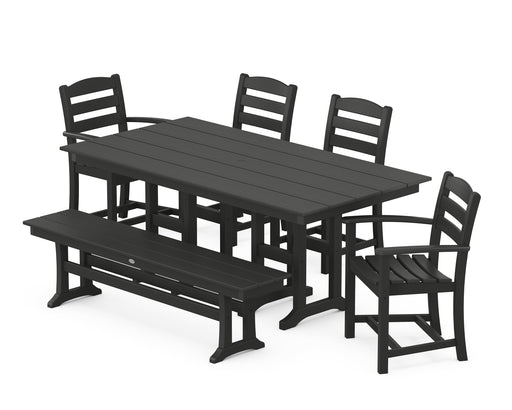 POLYWOOD La Casa Cafe 6-Piece Farmhouse Dining Set with Bench in Black image