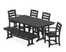 POLYWOOD La Casa Cafe 6-Piece Farmhouse Dining Set with Bench in Black image