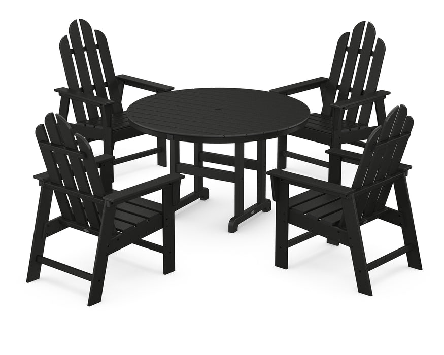 POLYWOOD Long Island 5-Piece Round Farmhouse Dining Set in Black