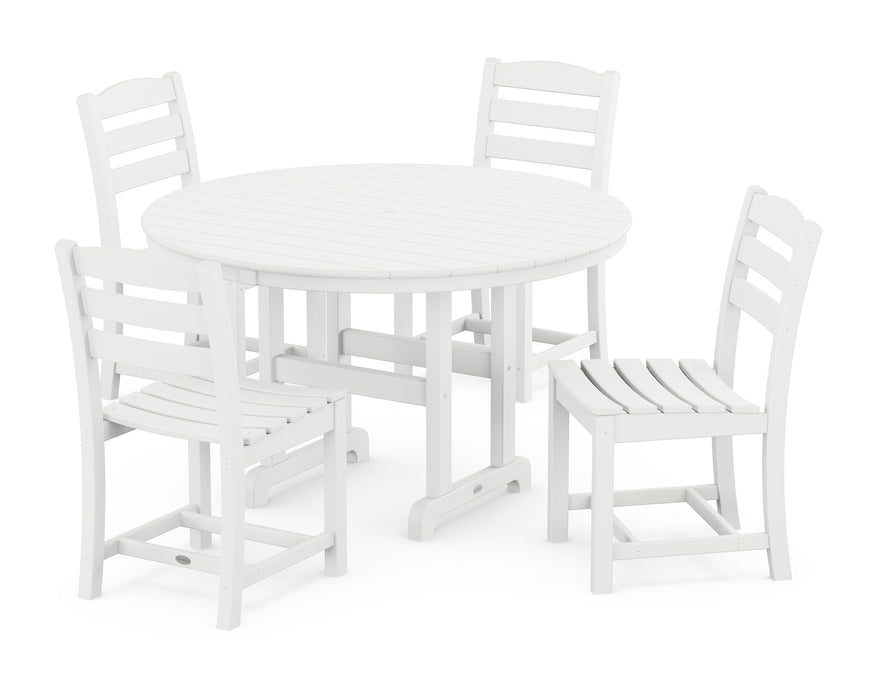 POLYWOOD La Casa Cafe Side Chair 5-Piece Round Farmhouse Dining Set in White image