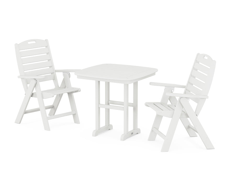 POLYWOOD Nautical Highback Chair 3-Piece Dining Set in Vintage White