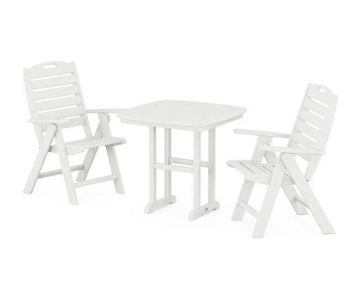 POLYWOOD Nautical Highback Chair 3-Piece Dining Set in Vintage White image