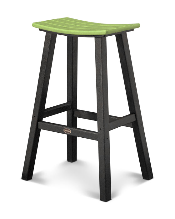 POLYWOOD Contempo 30" Saddle Bar Stool in Black / Lime image