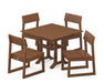 POLYWOOD EDGE 5-Piece Farmhouse Trestle Side Chair Dining Set in Teak image