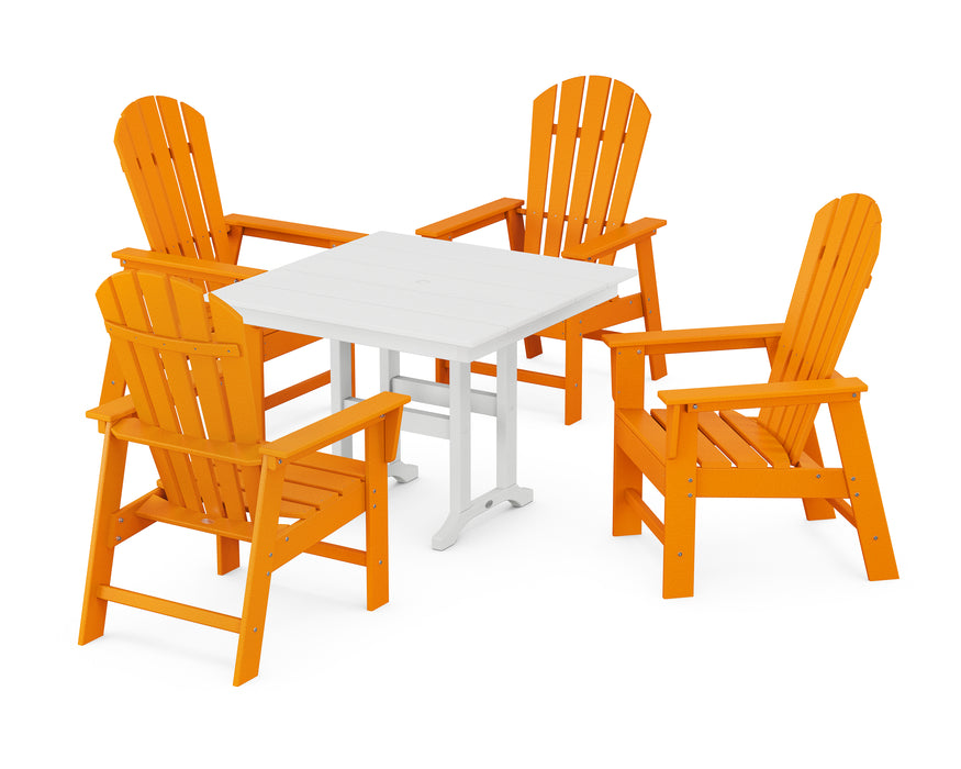 POLYWOOD South Beach 5-Piece Farmhouse Dining Set in Tangerine