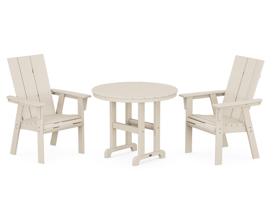 POLYWOOD Modern Adirondack 3-Piece Round Dining Set in Sand