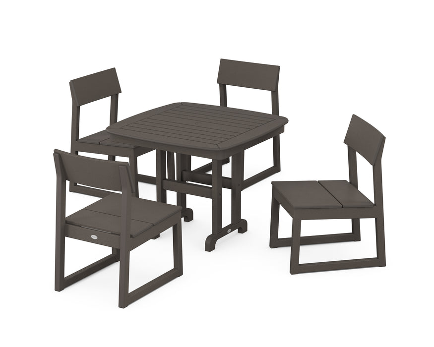 POLYWOOD EDGE Side Chair 5-Piece Dining Set in Vintage Coffee image