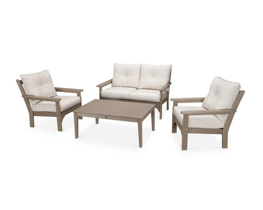 POLYWOOD Vineyard 4-Piece Deep Seating Set in Vintage Sahara / Bird's Eye