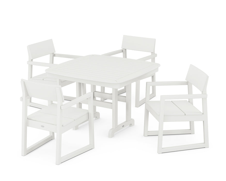 POLYWOOD EDGE 5-Piece Dining Set with Trestle Legs in Vintage White