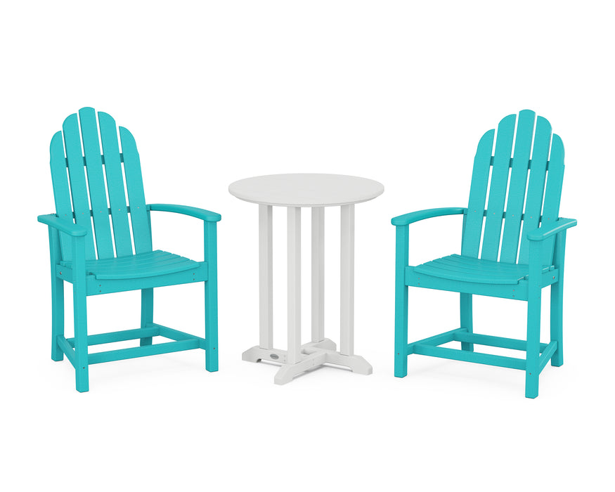 POLYWOOD Classic Adirondack 3-Piece Round Dining Set in Aruba