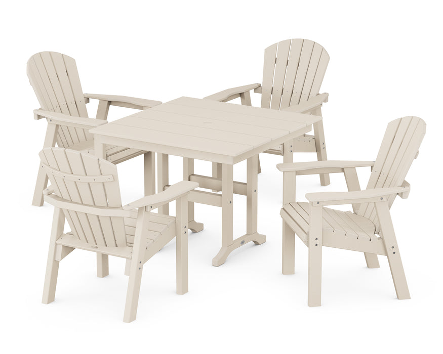 POLYWOOD Seashell Chair 5-Piece Farmhouse Dining Set in Sand