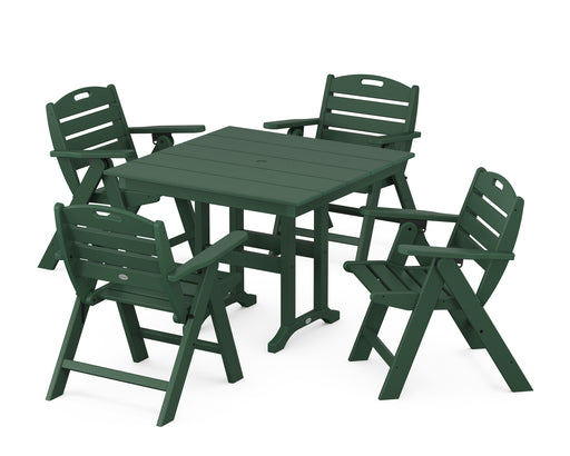 POLYWOOD Nautical Lowback Chair 5-Piece Farmhouse Dining Set in Green image