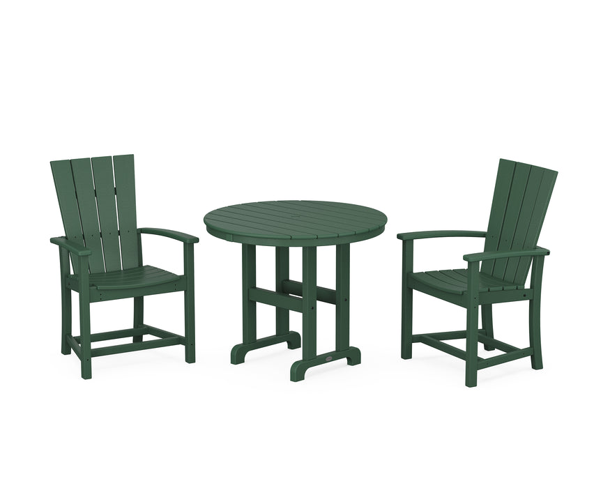 POLYWOOD Quattro 3-Piece Round Farmhouse Dining Set in Green image