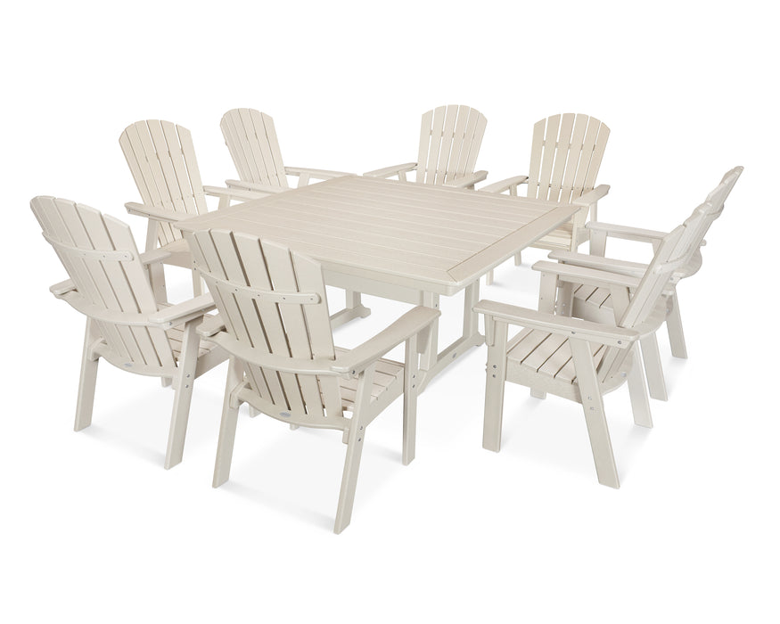 POLYWOOD Nautical Adirondack 9-Piece Trestle Dining Set in Sand image