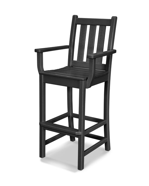 POLYWOOD Traditional Garden Bar Arm Chair in Black image