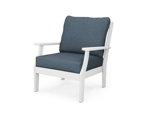 POLYWOOD Braxton Deep Seating Chair in White / Sancy Denim image