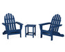 POLYWOOD Classic Folding Adirondack 3-Piece Set with Long Island 18" Side Table in Navy image